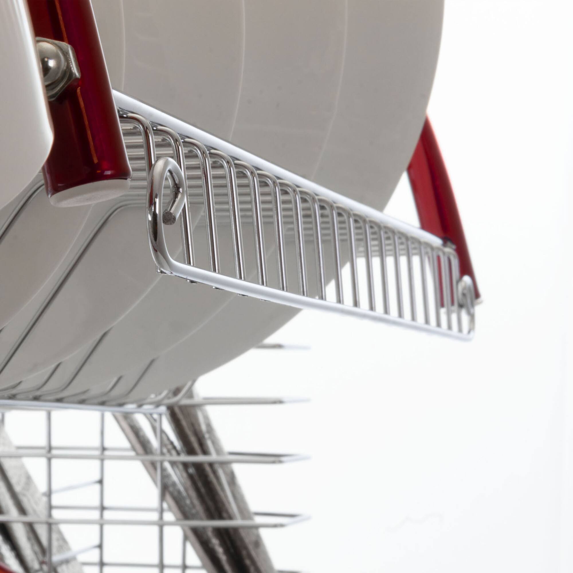 MegaChef 16" Red 2-Shelf Iron Wire Dish Rack